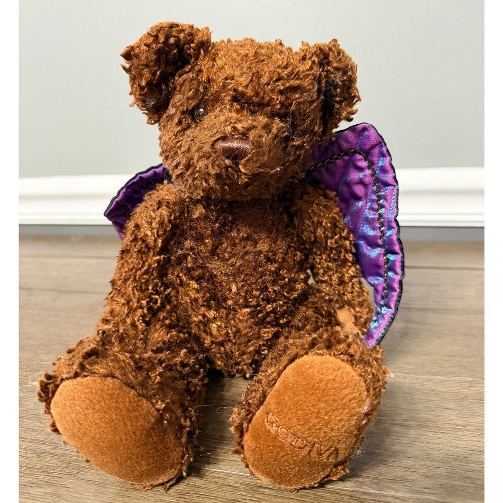 Godiva Chocolatier Halloween Teddy Bear Bat Wings Brown Shaggy Plush Collectible